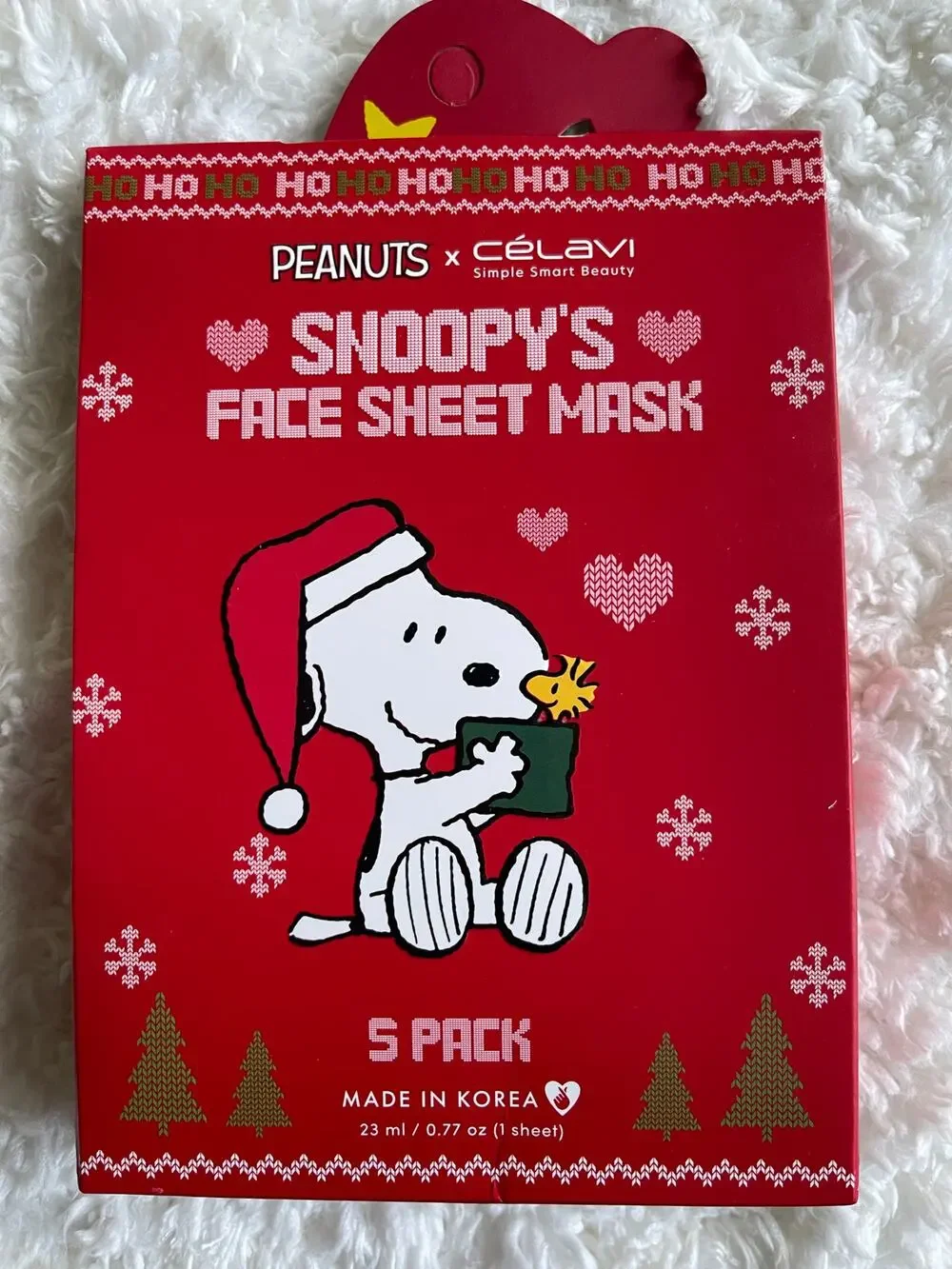 Peanuts x CelaVi Berry Glow Sheet Masks Snoopy Limited Edition NEW 5 Face Masks